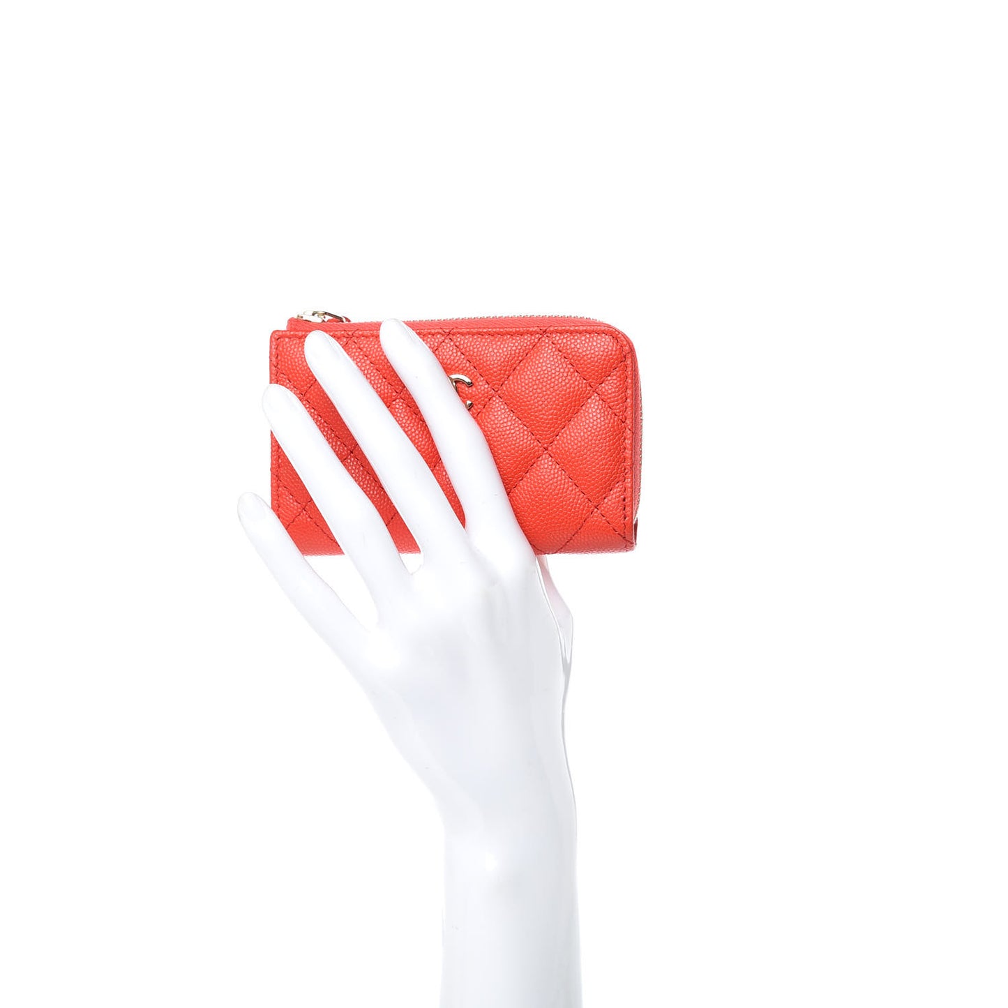 Caviar Quilted Key Holder Case Red