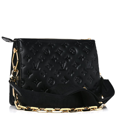 Louis Vuitton Lambskin Embossed Monogram Coussin PM Black 3 of 10