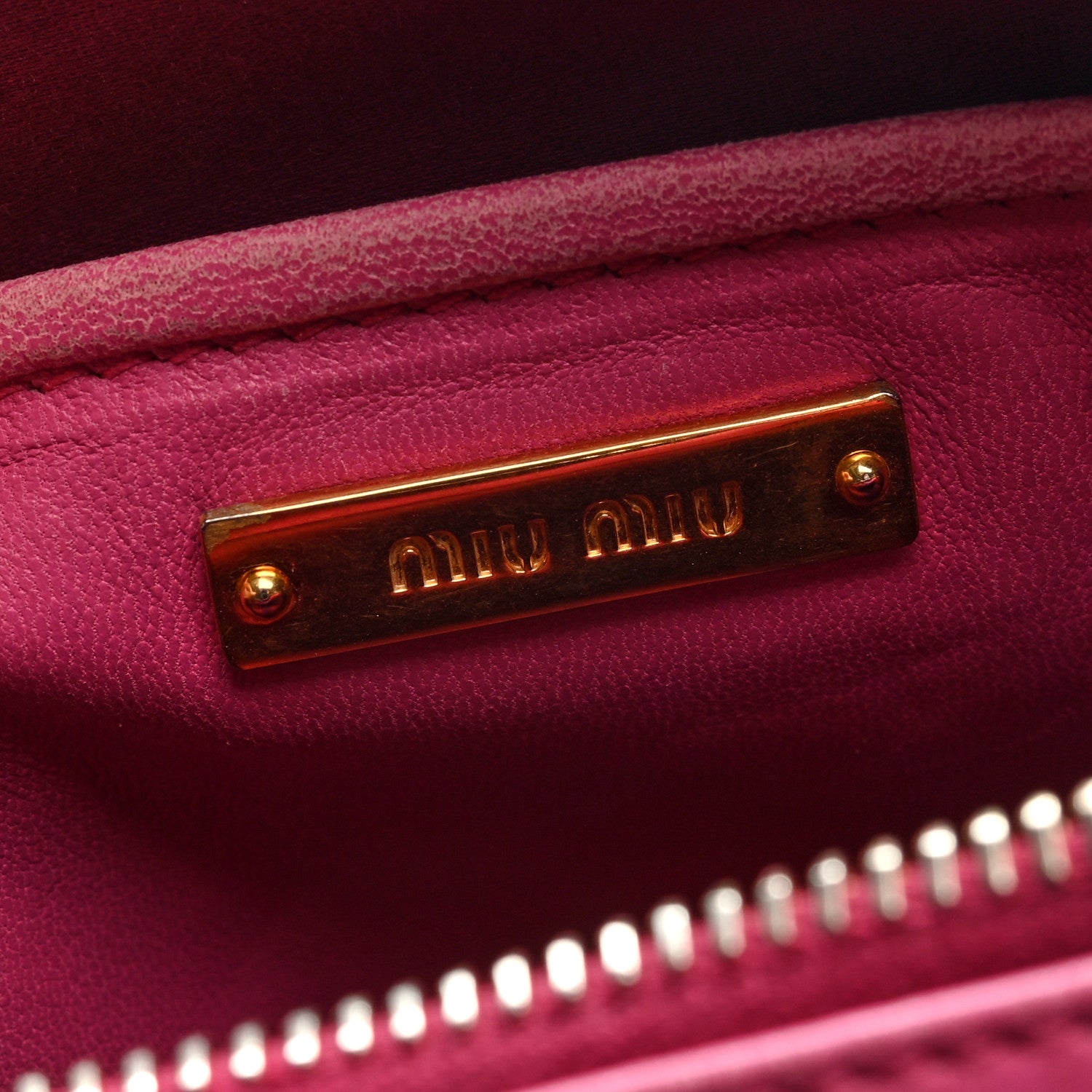 Miu Miu Vitello Lux Matelasse Double Zip Shoulder Bag Peonia