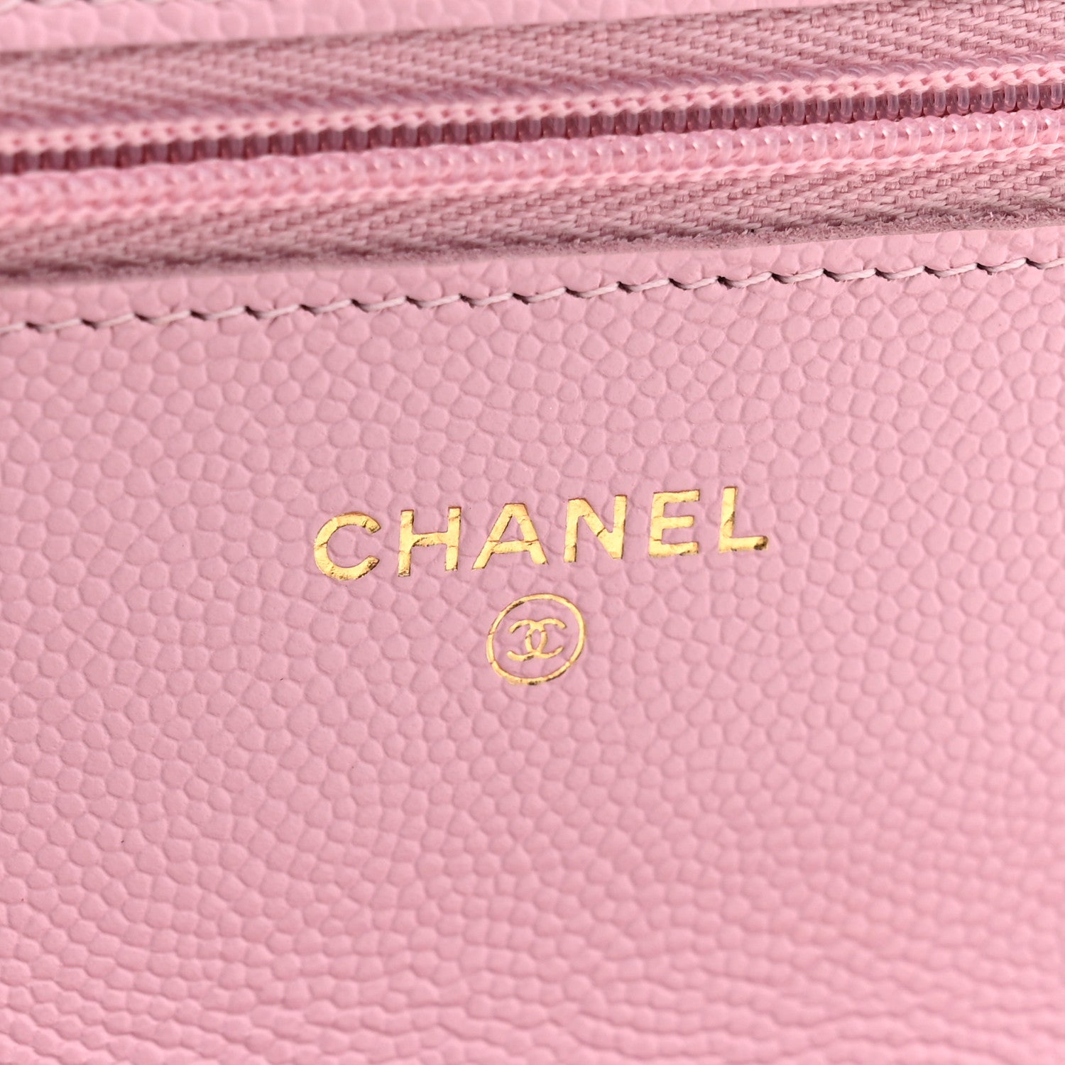 Chanel Caviar Quilted Textured CC Wallet on Chain WOC Light Pink 6 of 10