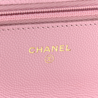 Chanel Caviar Quilted Textured CC Wallet on Chain WOC Light Pink 6 of 10