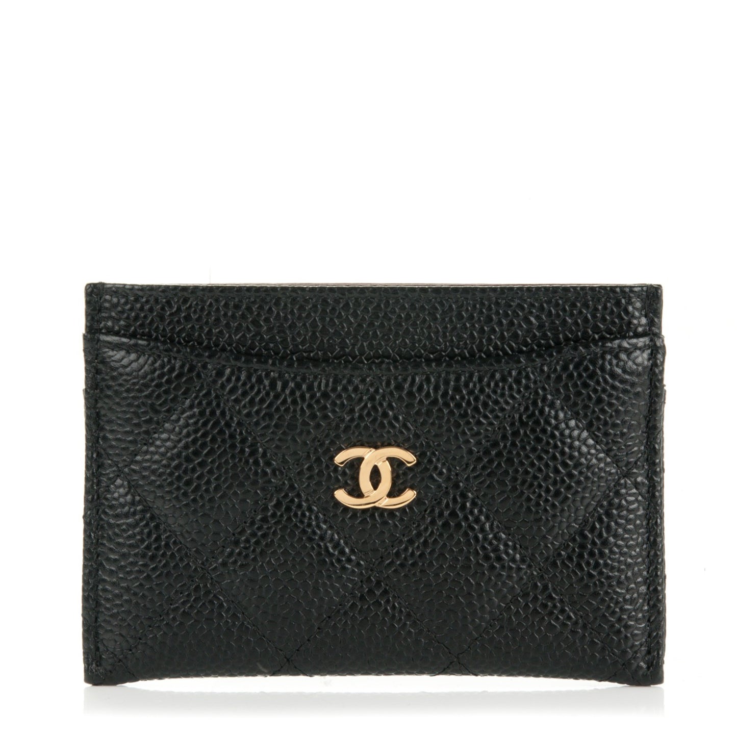 Caviar Quilted Card Holder Black