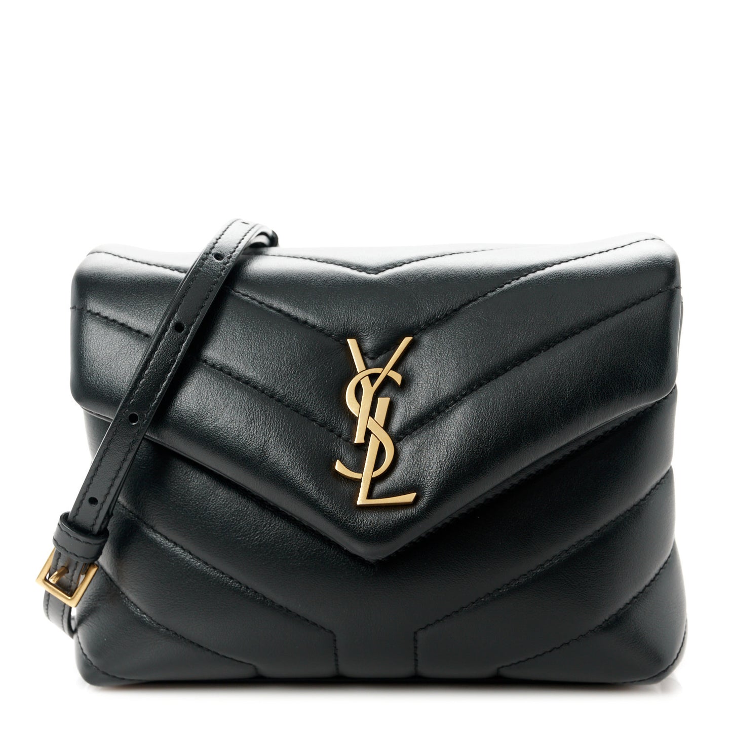 Calfskin Y Quilted Monogram Toy Loulou Crossbody Bag Black