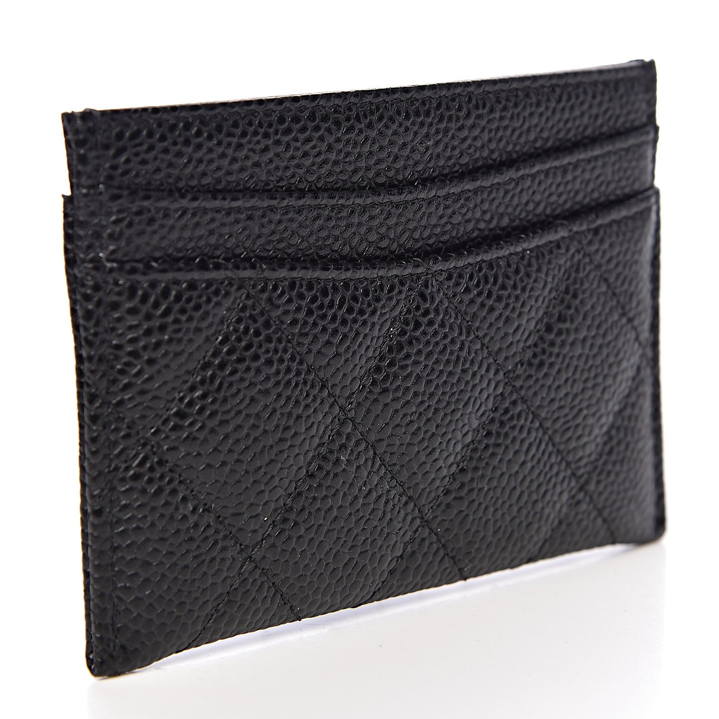 Caviar Quilted Card Holder Black