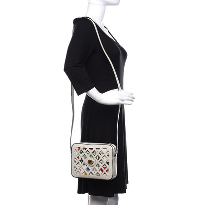 Gucci Canvas Calfskin Flora Infinity Cutout Shoulder Bag White Multicolor 2 of 10