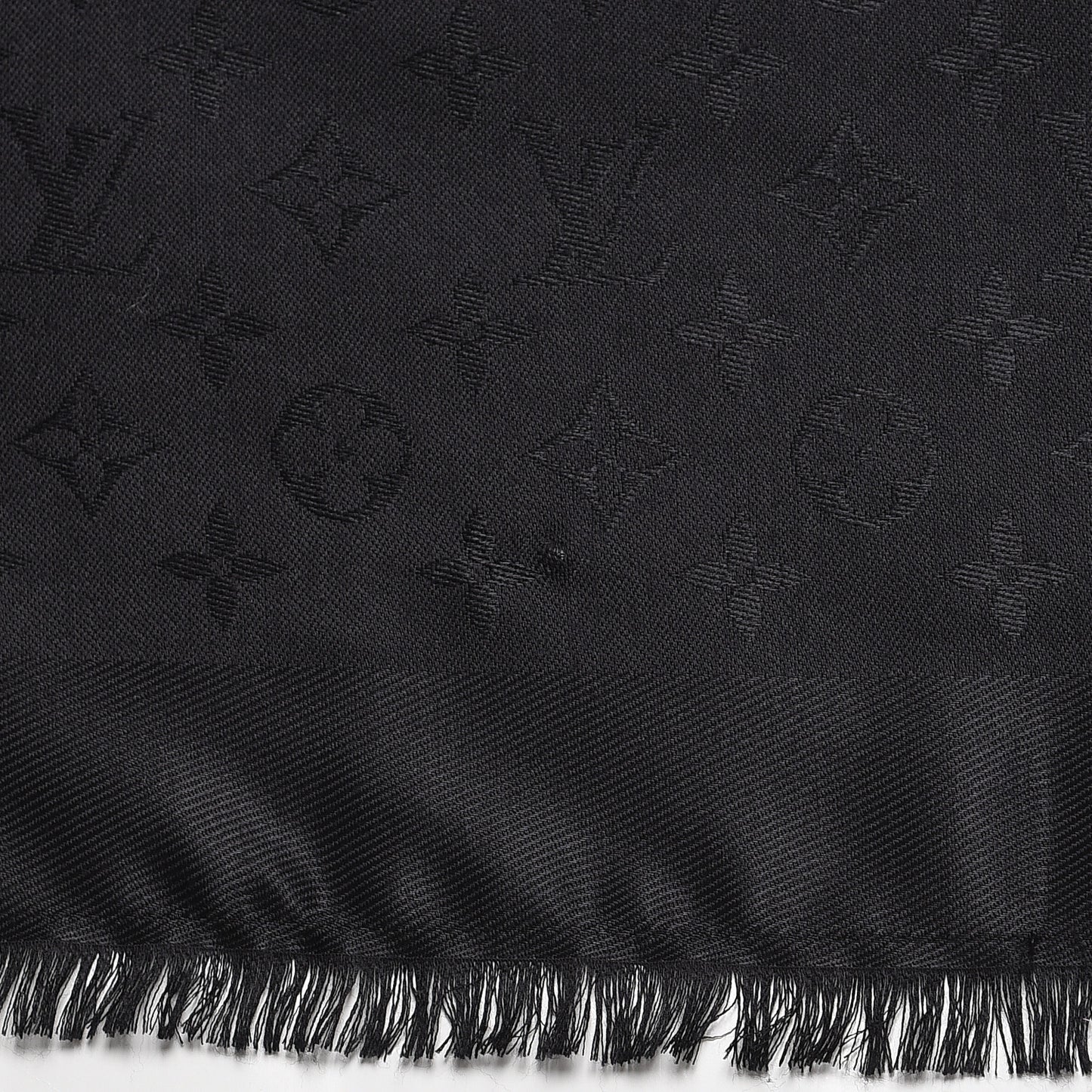 Silk Wool Monogram Shawl Black