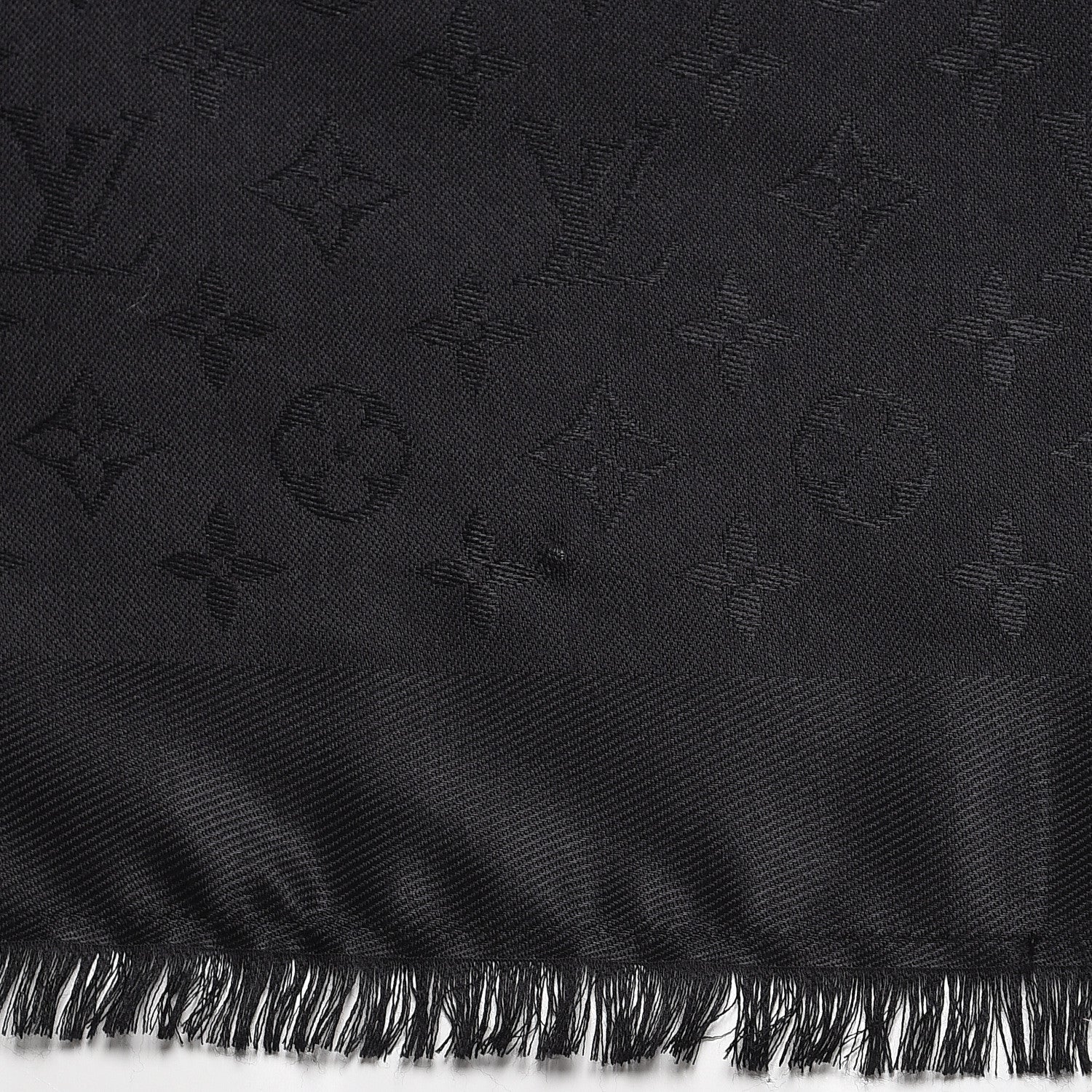 Louis Vuitton Silk Wool Monogram Shawl Black 3 of 5