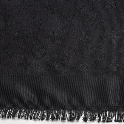 Louis Vuitton Silk Wool Monogram Shawl Black 3 of 5