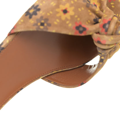 Saint Laurent Bianca Floral Suede Slide Sandals 37.5 Beige Multicolor 11 of 15