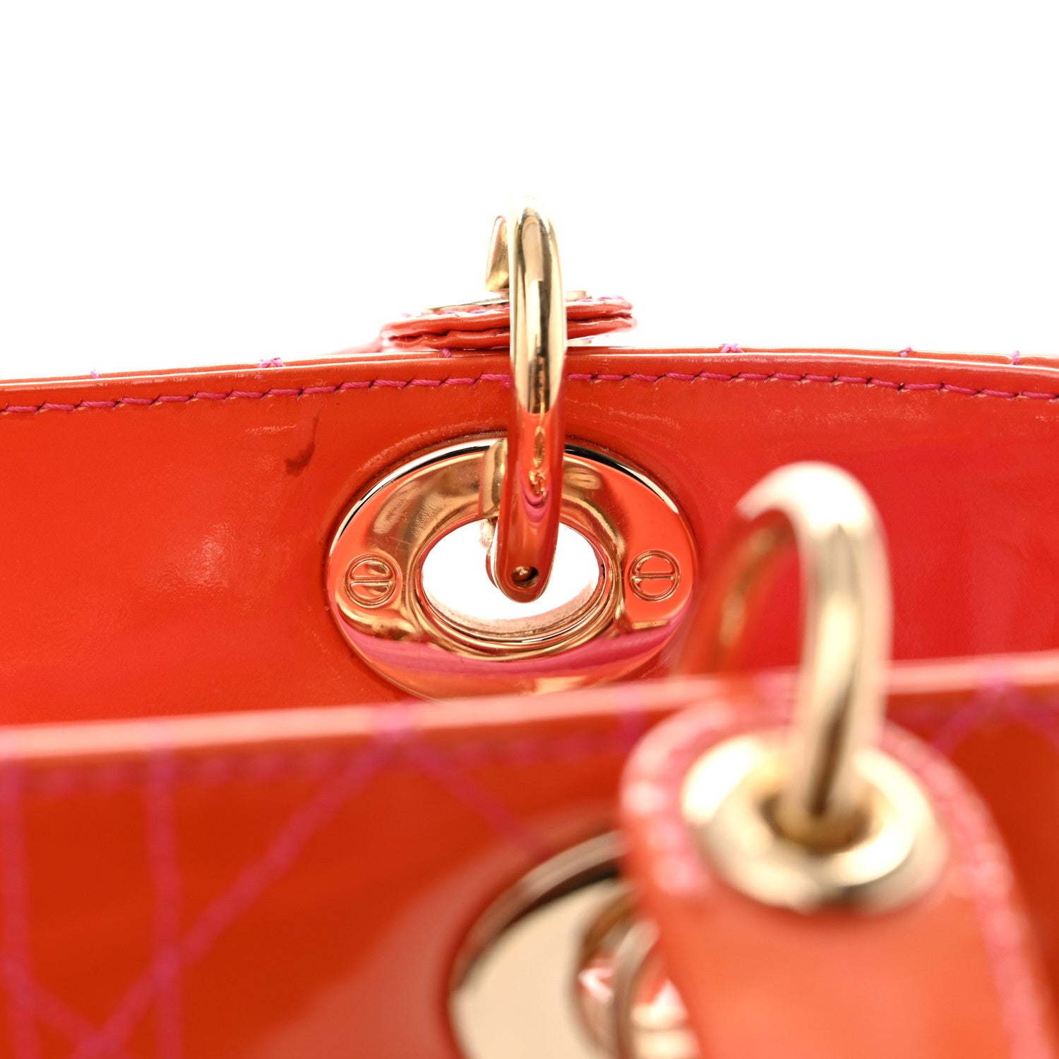Christian Dior Patent Cannage Stitched Medium Lady Dior Orange 15 of 17