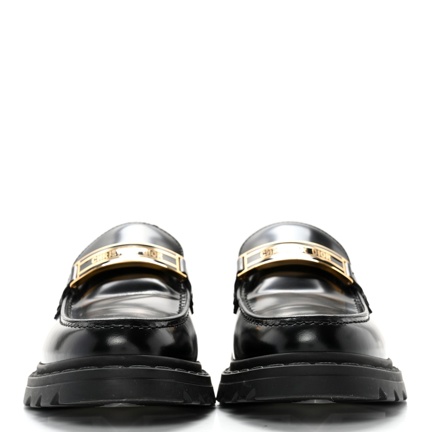 Brushed Calfskin Dior Code Lug Sole 15mm Loafers 37 Black