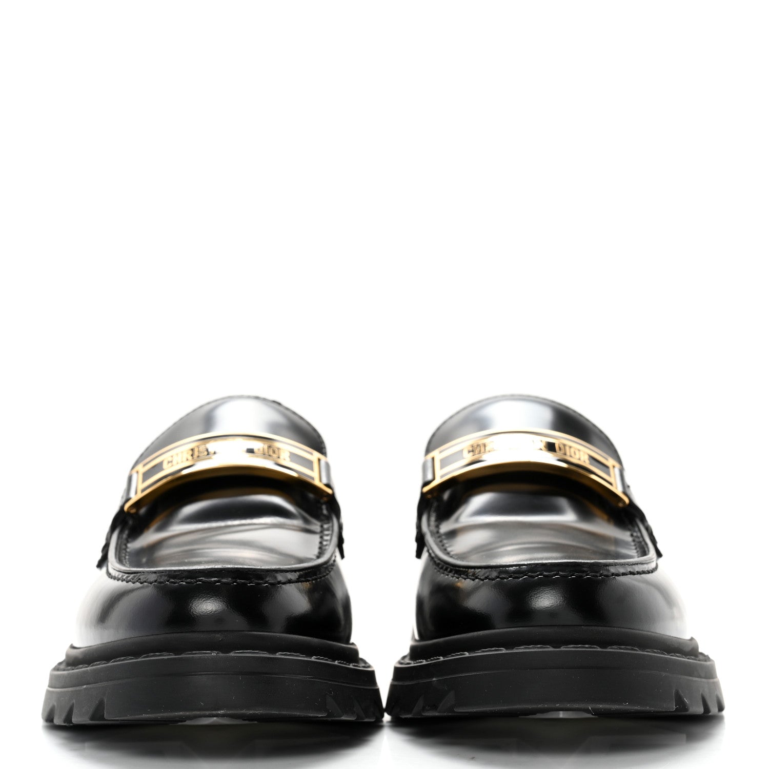 Christian Dior Brushed Calfskin Dior Code Lug Sole 15mm Loafers 37 Black 2 of 12