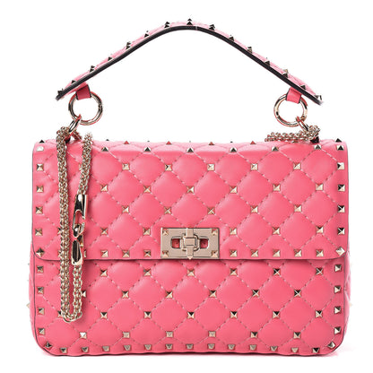 Valentino Garavani Lambskin Medium Rockstud Spike Shoulder Bag Pink 1 of 14