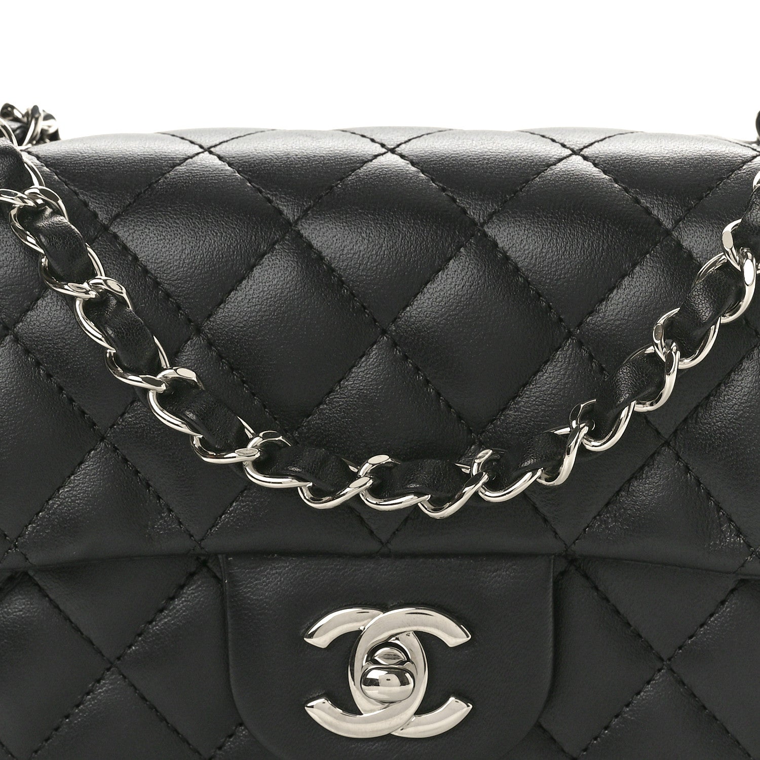 Chanel Lambskin Quilted Mini Rectangular Flap Black 8 of 10