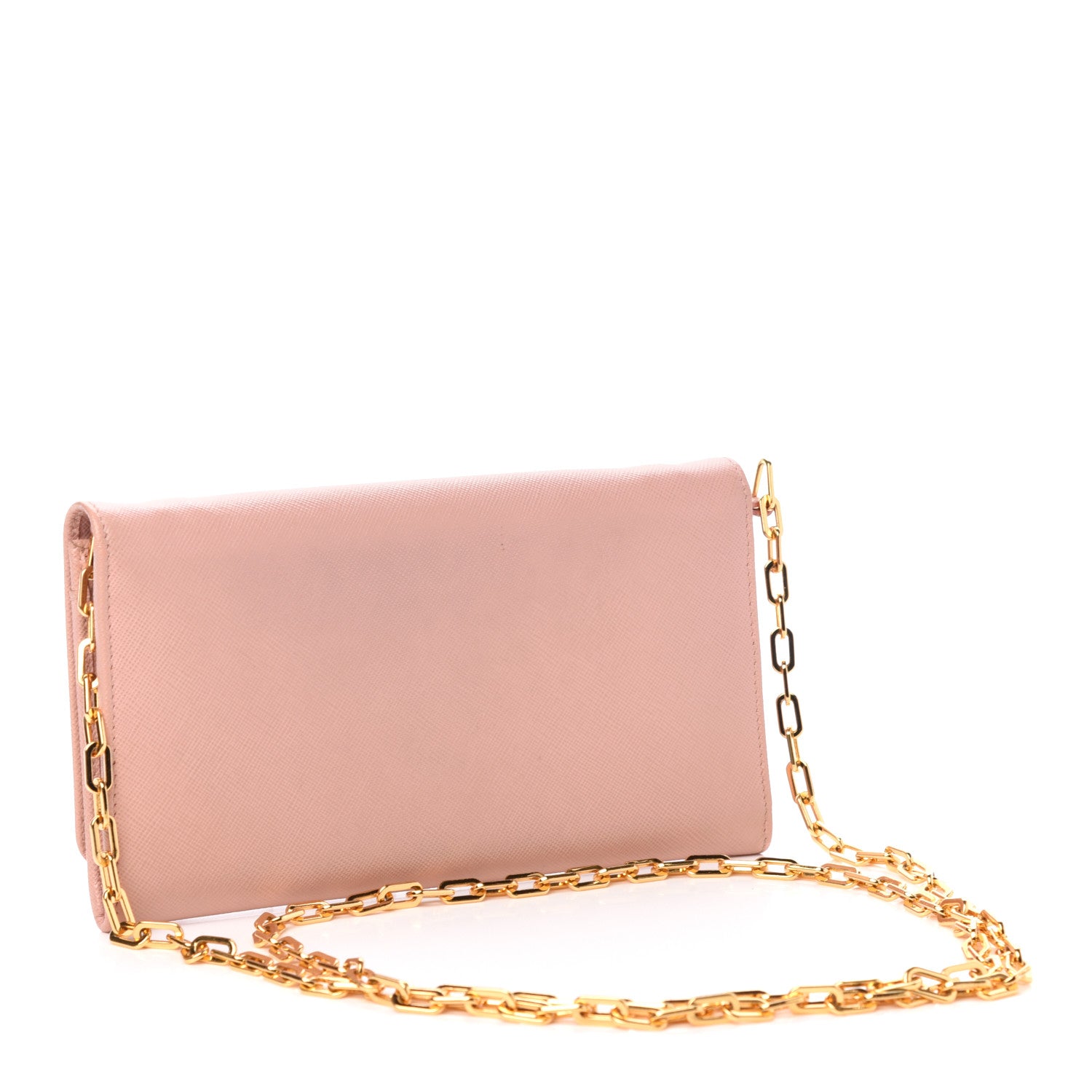 Prada Saffiano Metal Oro Chain Wallet Orchidea 3 of 10