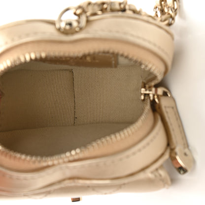 Chanel Metallic Lambskin Quilted CC In Love Heart Coin Purse With Chain Gold 5 of 10