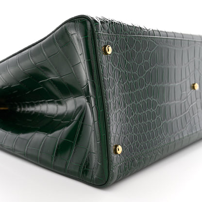 Chanel Calfskin Crocodile Embossed Large Shopping Bag Dark Green 10 of 12