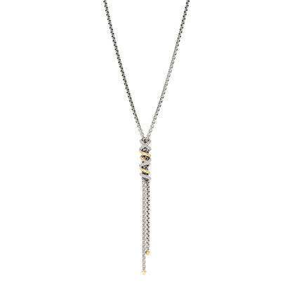 David Yurman Sterling Silver 18K Yellow Gold Diamond Helena Y Necklace 1 of 4