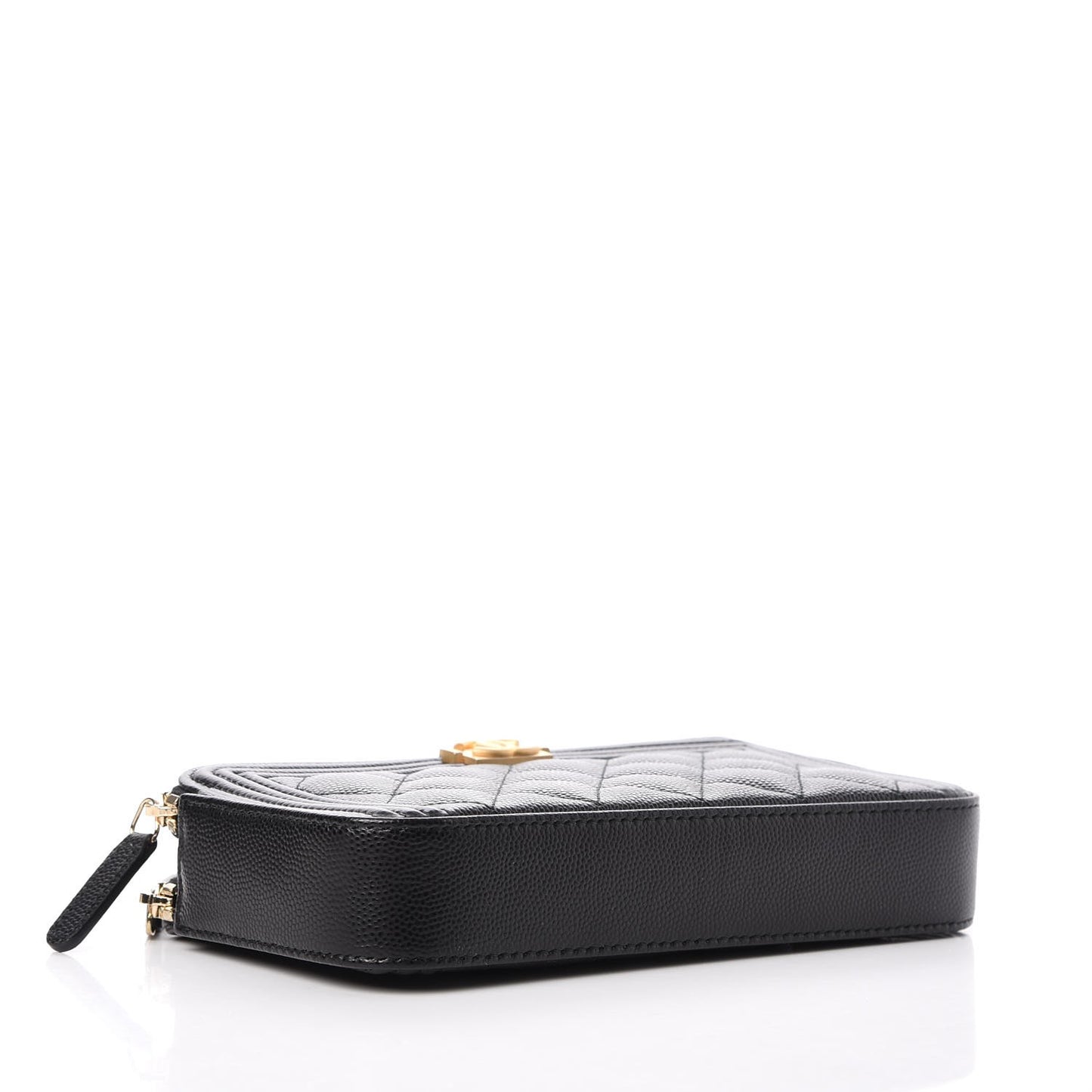 Caviar Quilted Small Boy Clutch With Chain Black