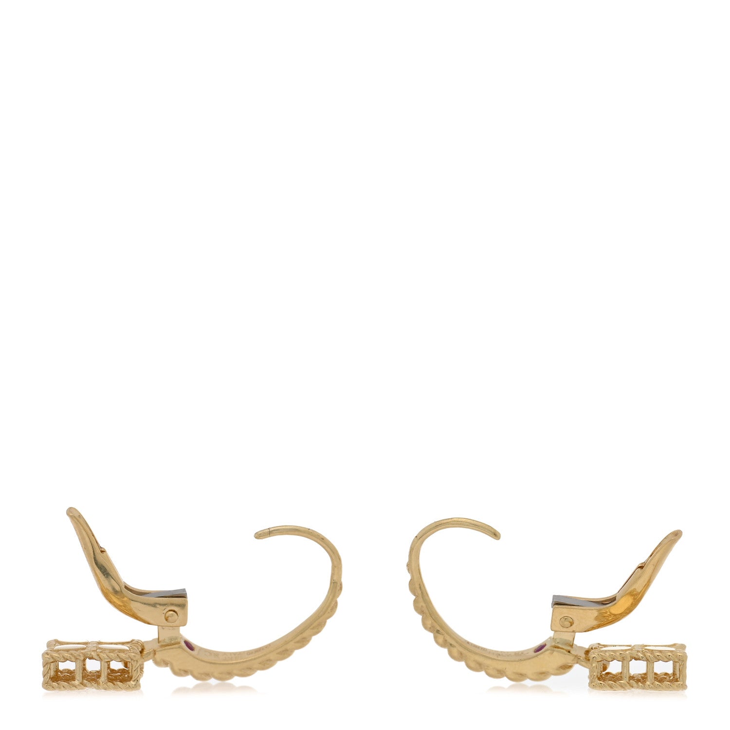 Roberto Coin 18K Yellow Gold Small Princess Flower Hoop Drop Earrings 3 of 4