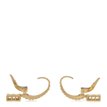 Roberto Coin 18K Yellow Gold Small Princess Flower Hoop Drop Earrings 3 of 4