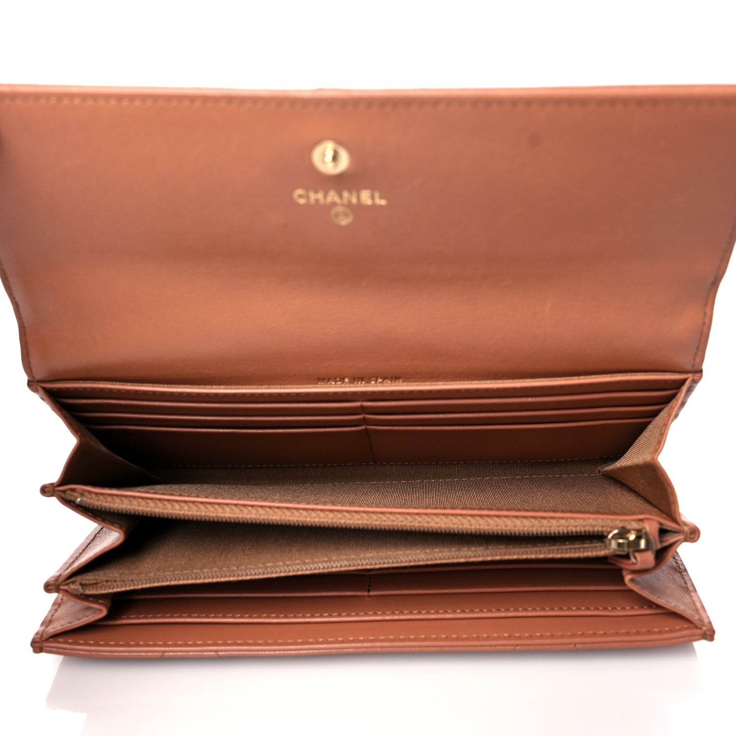 Lambskin Quilted Chanel 19 Flap Wallet Brown