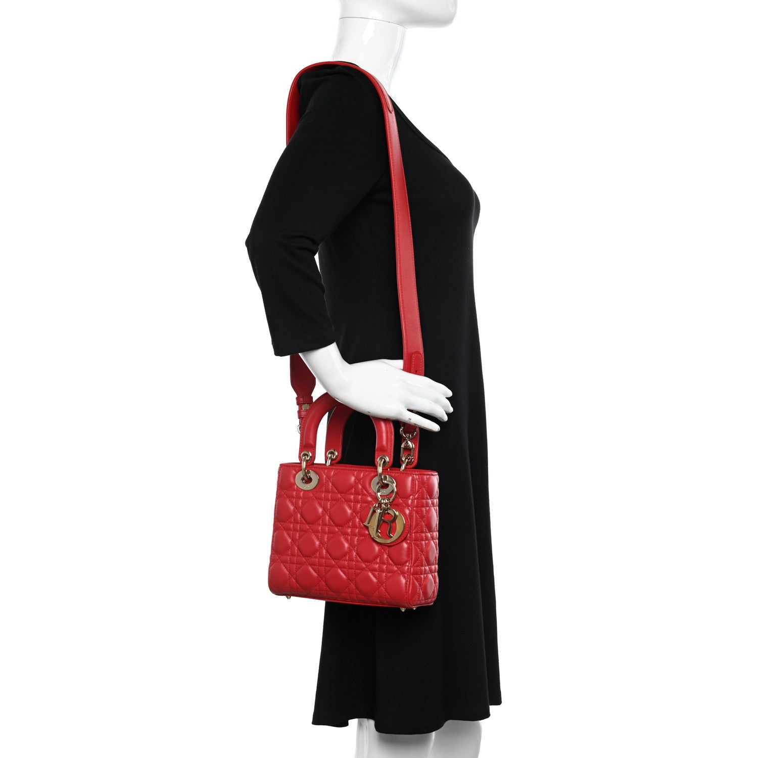 Christian Dior Lambskin Cannage Small Lucky Badges My Lady Dior Red 2 of 10