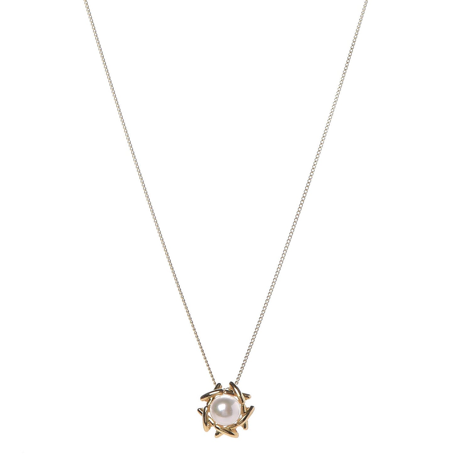 18K Yellow Gold Pearl Pendant Necklace