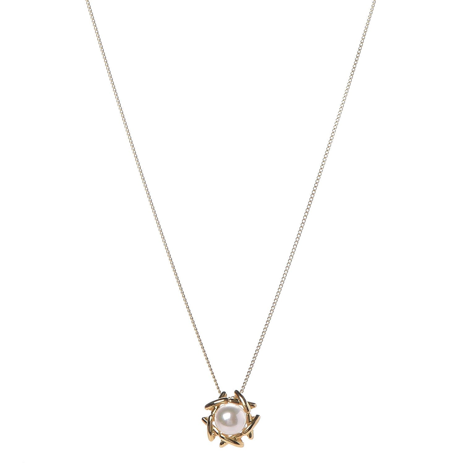 Tiffany 18K Yellow Gold Pearl Pendant Necklace 1 of 7