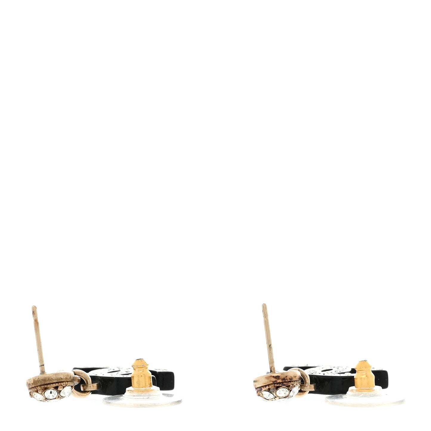 Resin Crystal CC Drop Earrings Black