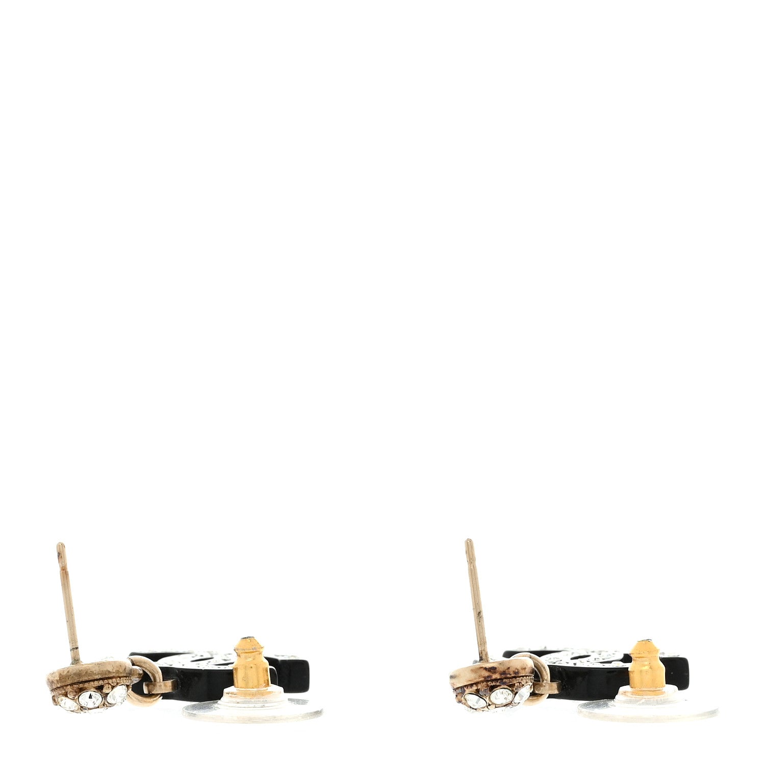 Chanel Resin Crystal CC Drop Earrings Black 4 of 6
