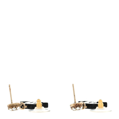 Chanel Resin Crystal CC Drop Earrings Black 4 of 6