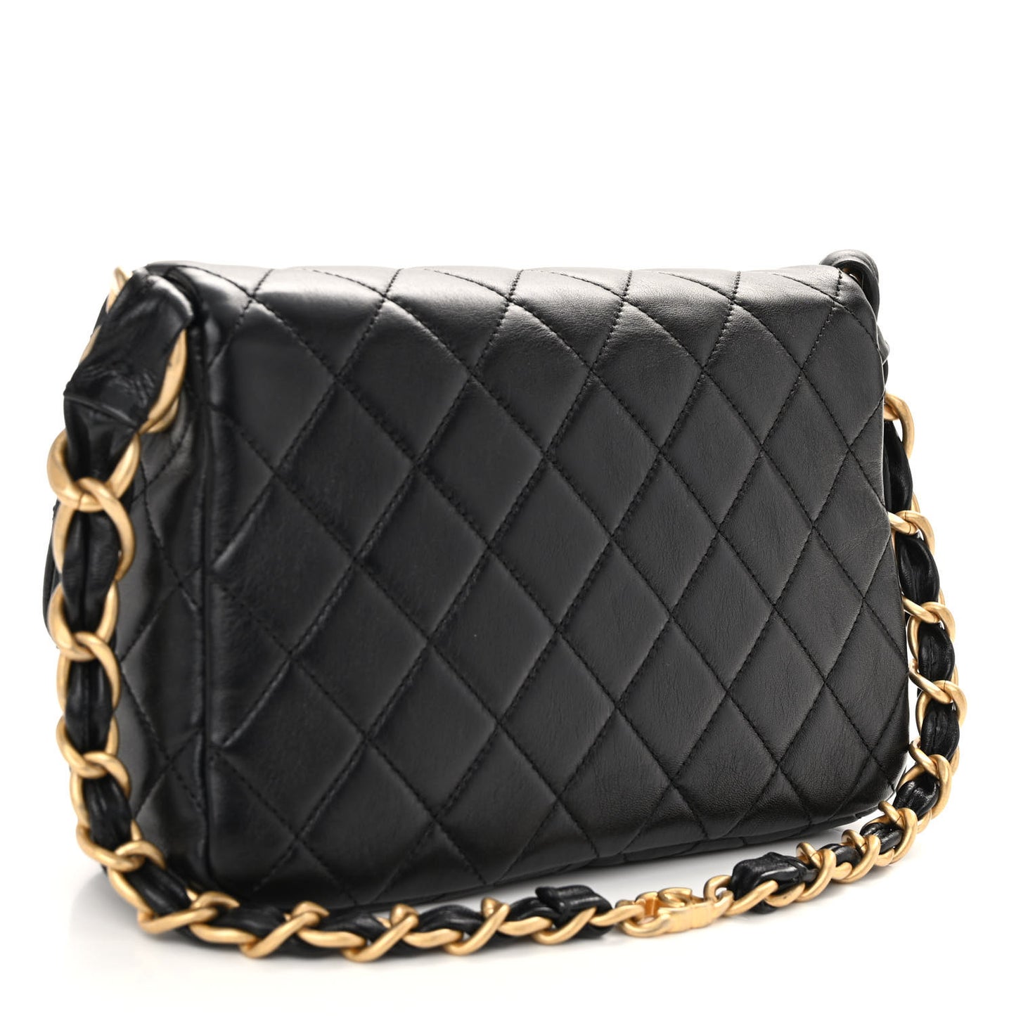 Lambskin Quilted CC Chain Shoulder Bag Black