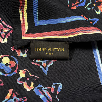 Louis Vuitton Silk Monogram Rainbow Square Scarf Black 2 of 3