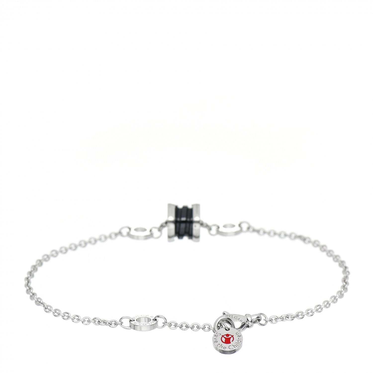 Bulgari Sterling Silver Black Ceramic Save the Children Bracelet SM 3 of 5