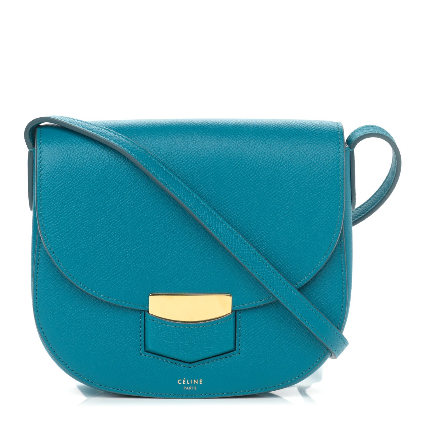 Grained Calfskin Small Trotteur Teal Blue