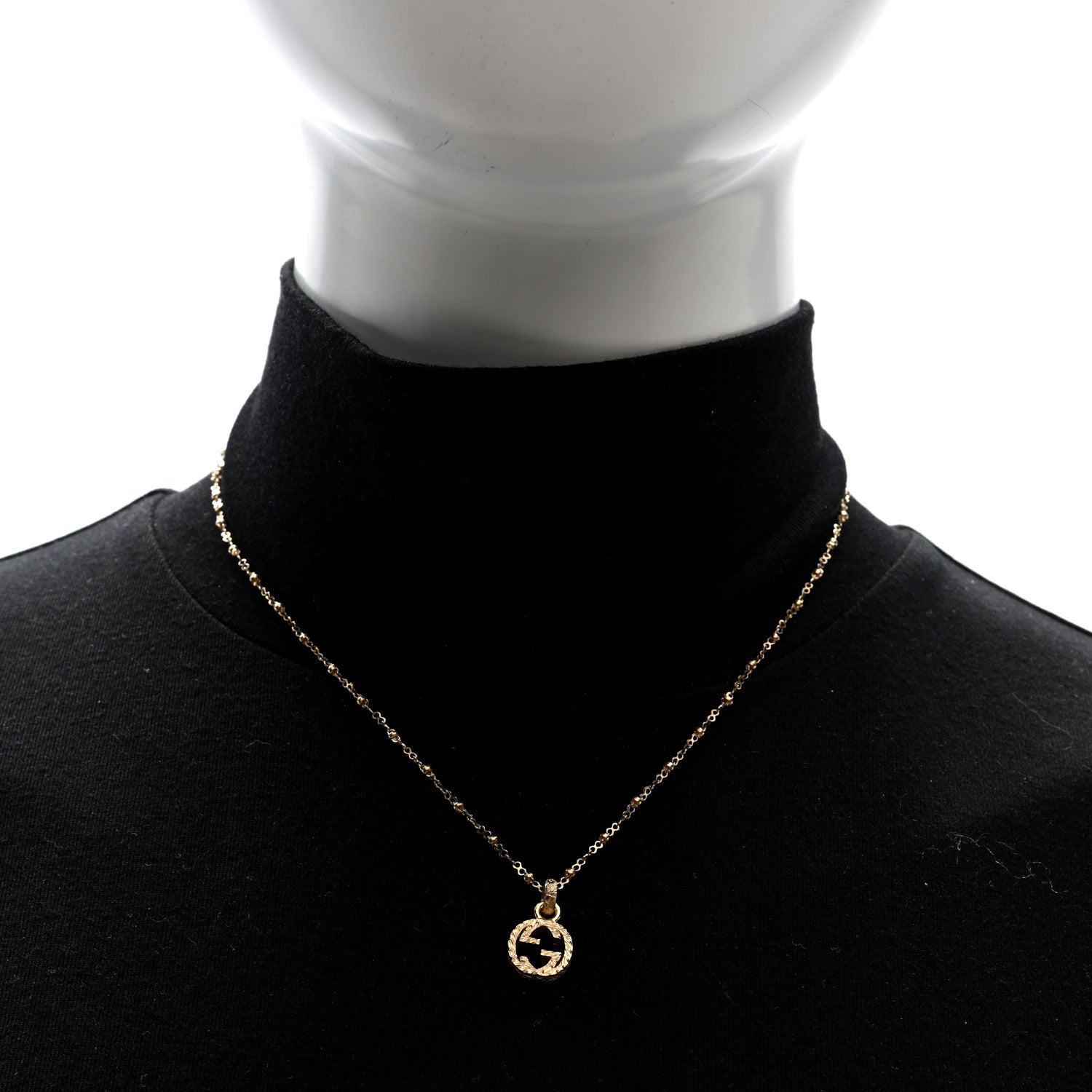 Gucci 18K Yellow Gold Running GG Pendant Necklace 2 of 5