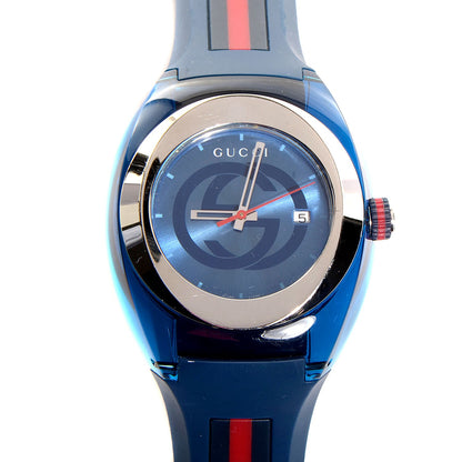 Gucci Stainless Steel Rubber 46mm Sync Web Quartz Watch Blue 1 of 7