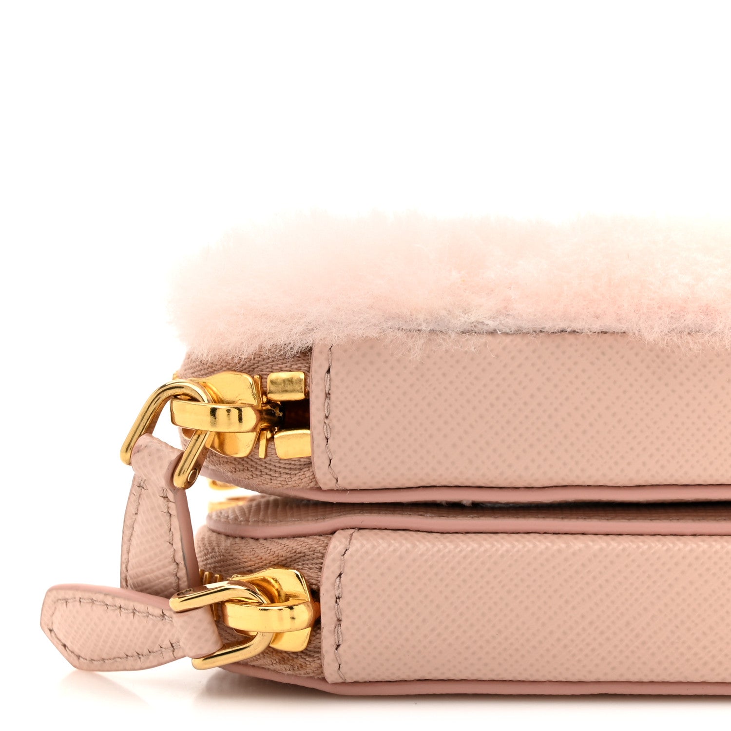 Prada Saffiano Shearling Triangle Mini Pouch Orchidea 10 of 12