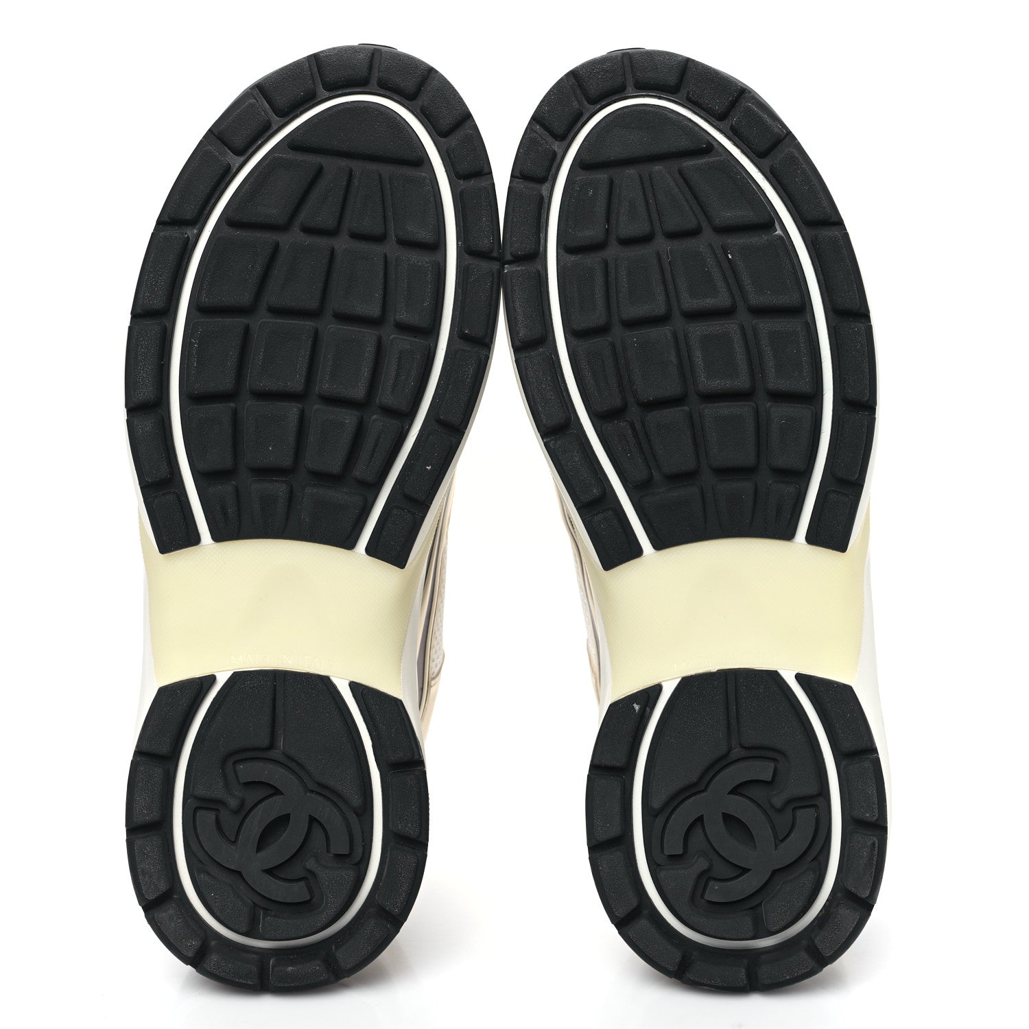 Chanel Fabric Laminated Calfskin Stretch CC Sneakers 36.5 White Gold Silver 5 of 8