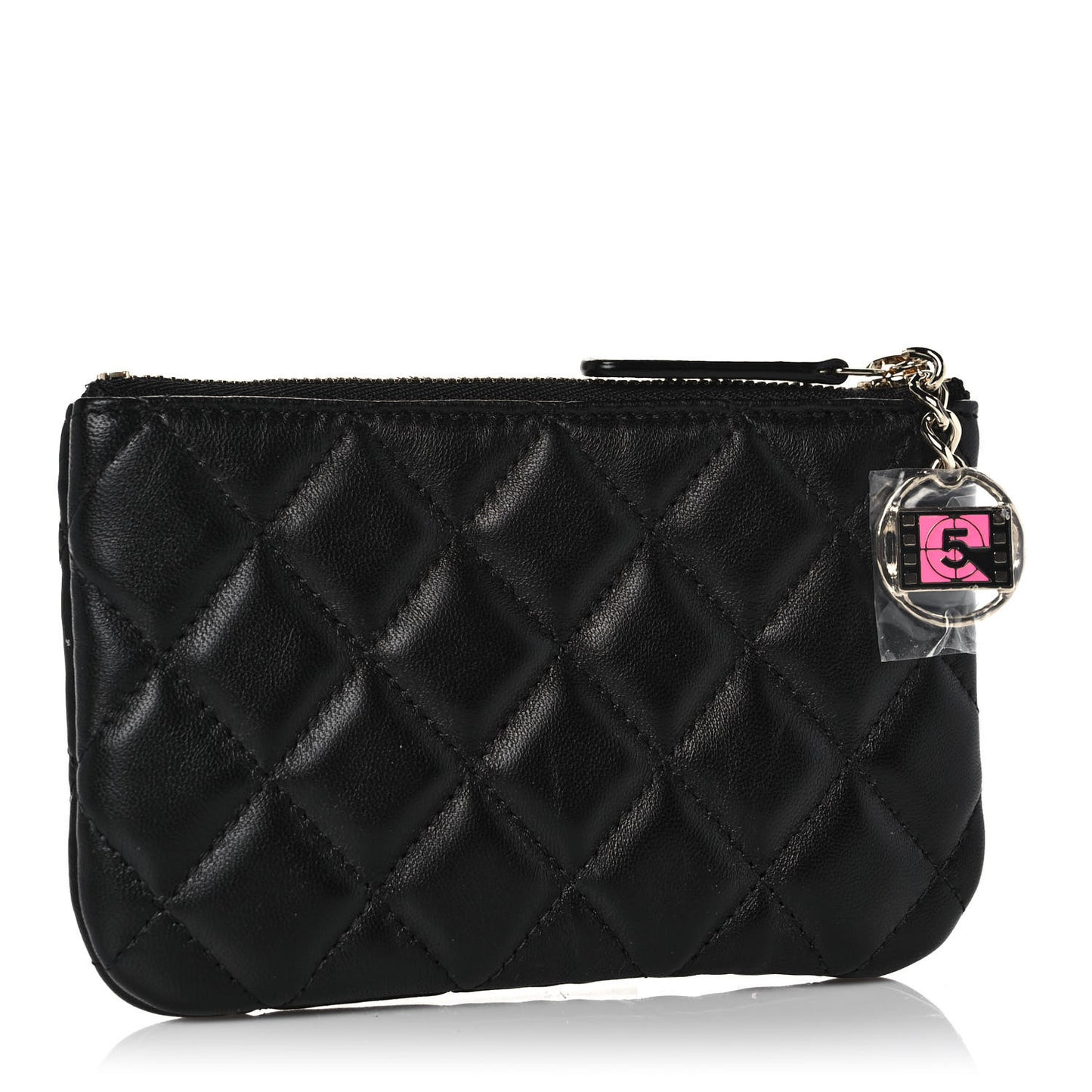 Lambskin Quilted Small No. 5 Cosmetic Case Black