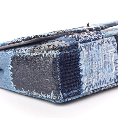 Chanel Denim Tweed Patchwork Jumbo Single Flap Blue 11 of 13