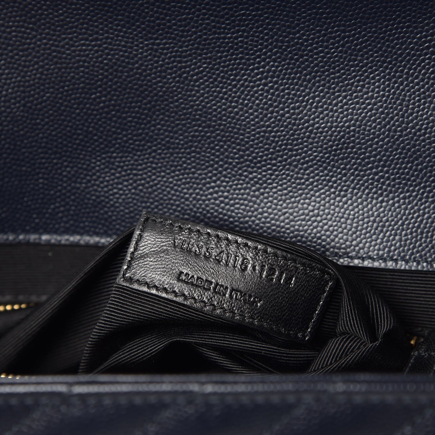 Grain De Poudre Matelasse Chevron Large Monogram Satchel Midnight Blue