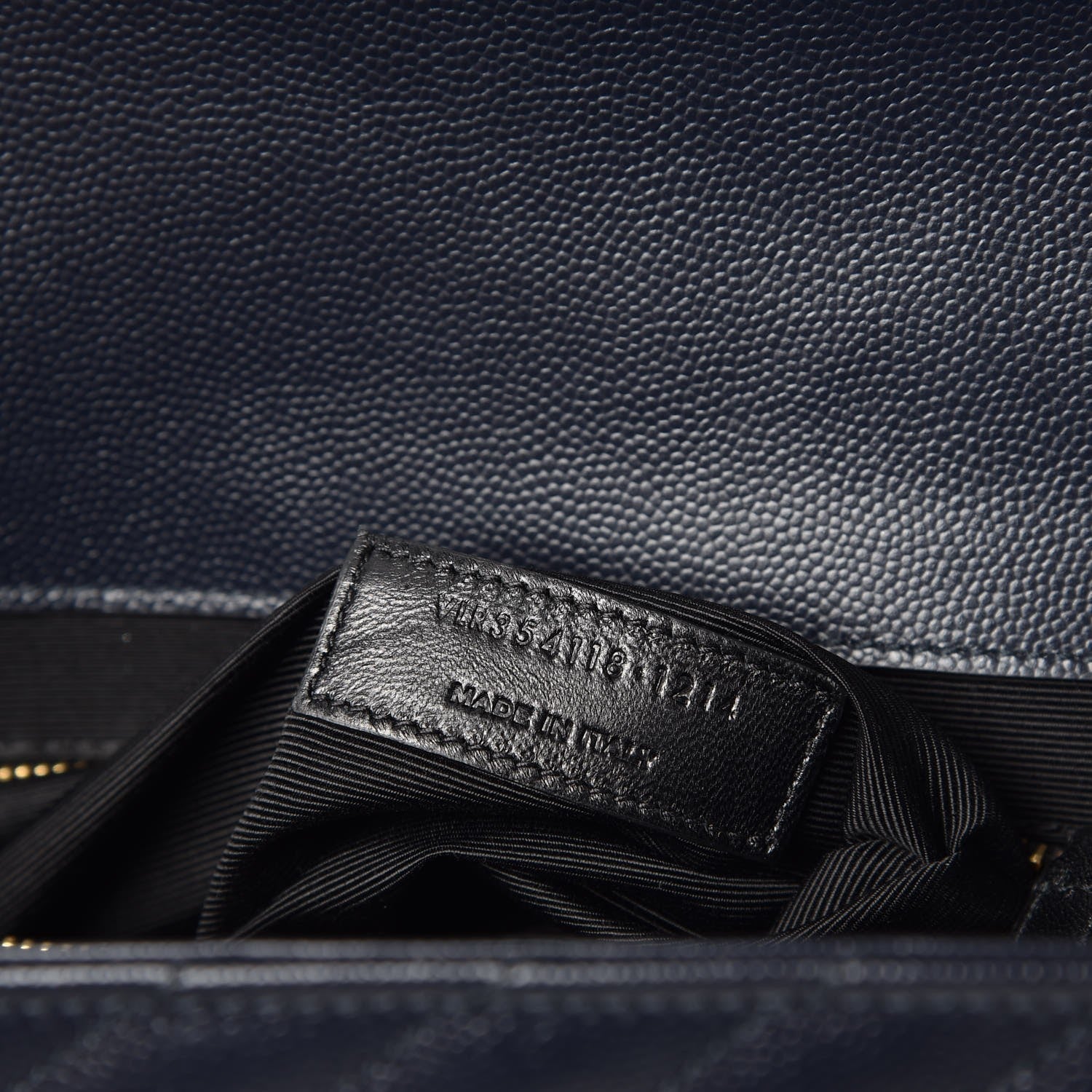 Saint Laurent Grain De Poudre Matelasse Chevron Large Monogram Satchel Midnight Blue 7 of 10