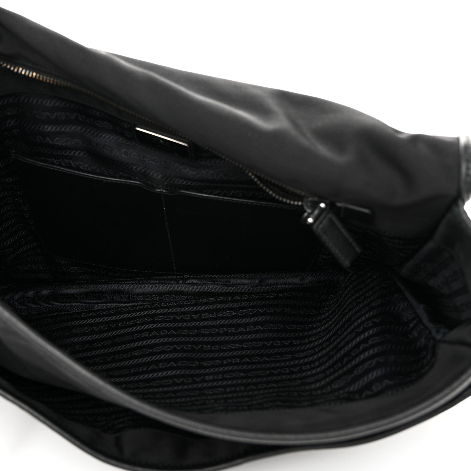 Prada Tessuto Nylon Saffiano Logo Messenger Bag Black 5 of 9