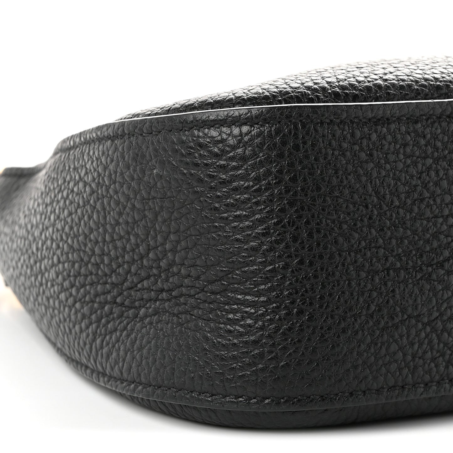 Vitello Daino Soft Zippered Hobo Shoulder Bag Black