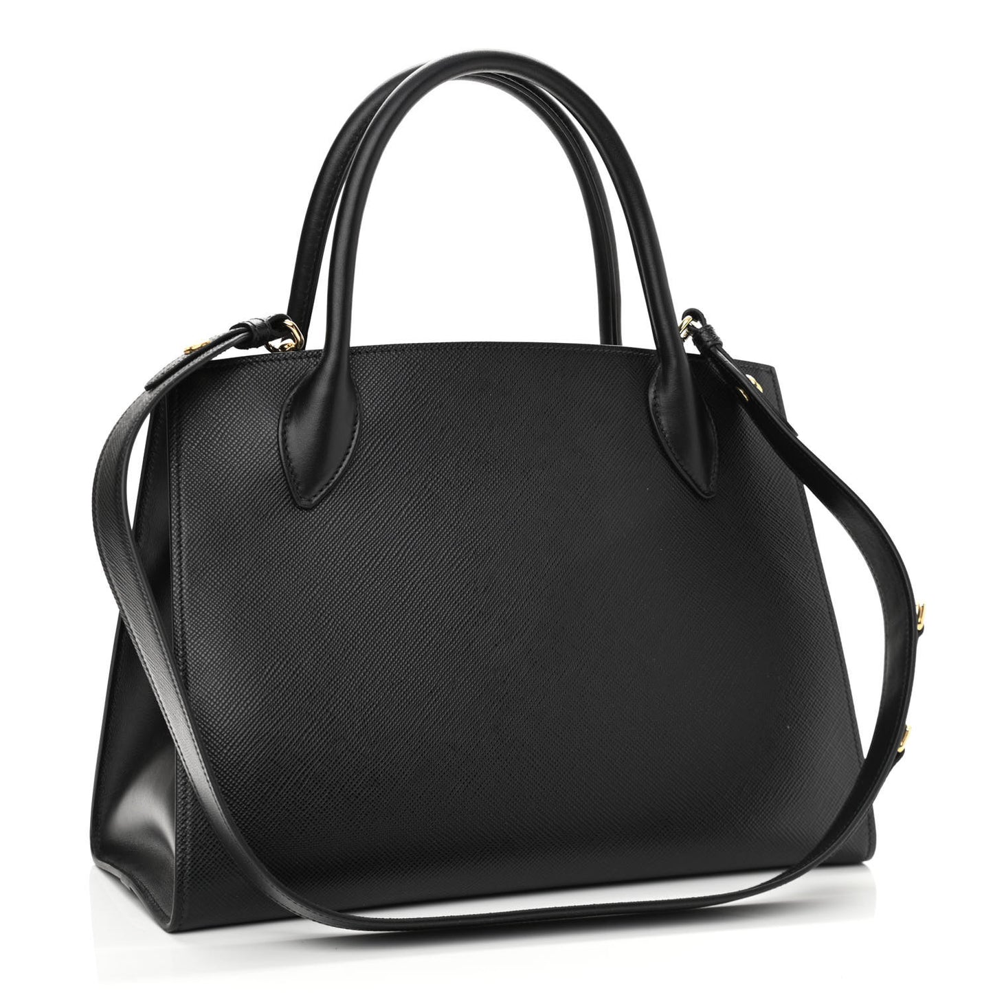 Saffiano Cuir Calfskin Medium Monochrome Top Handle Tote Black