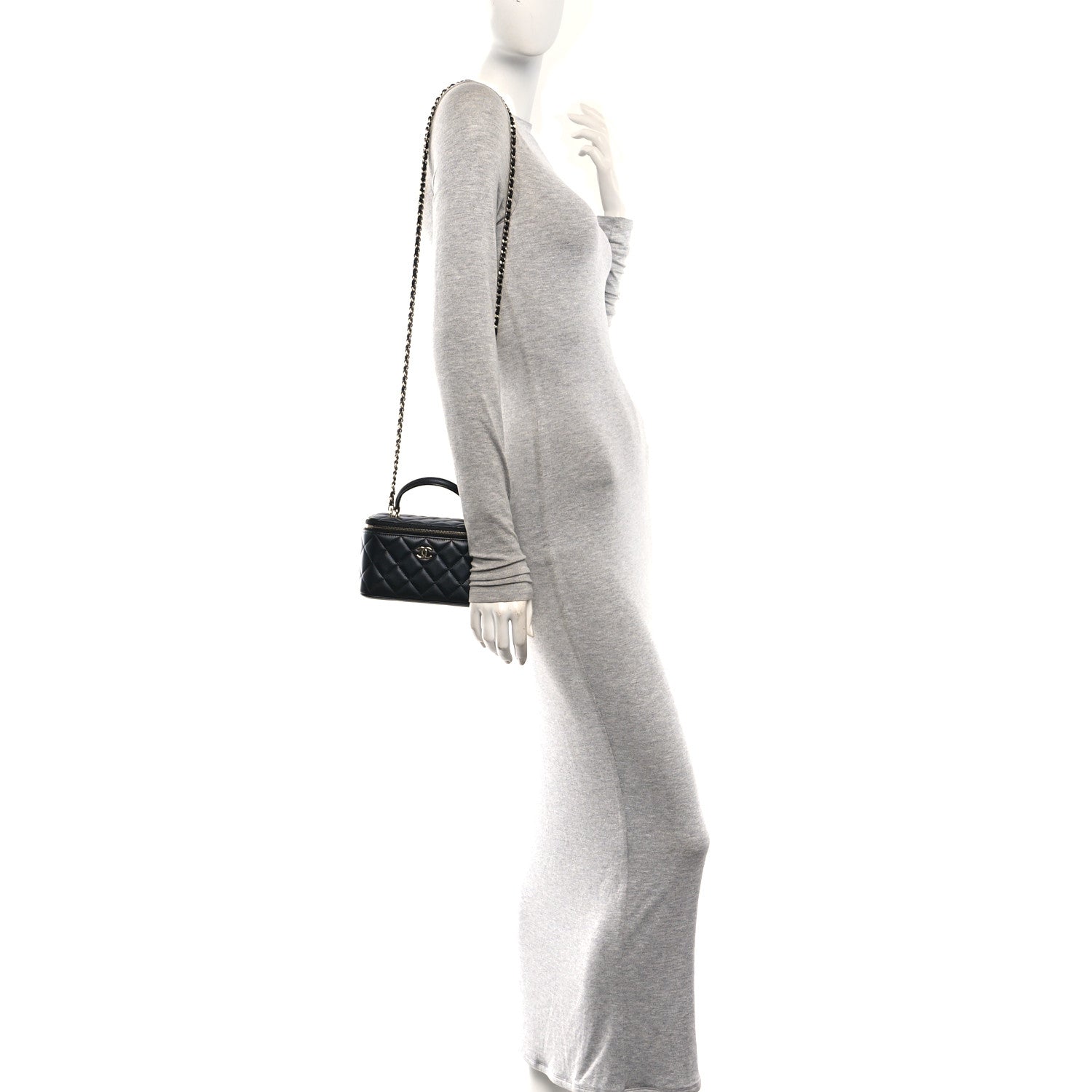Chanel Lambskin Quilted Small Top Handle Vanity Case With Chain Black 2 of 11