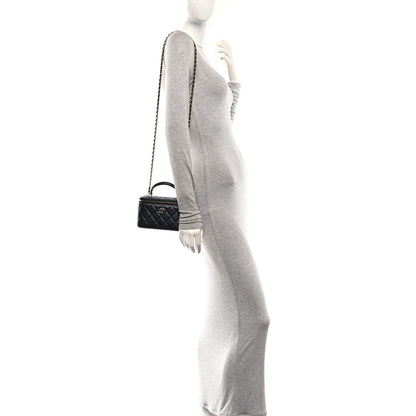 Chanel Lambskin Quilted Small Top Handle Vanity Case With Chain Black 2 of 11