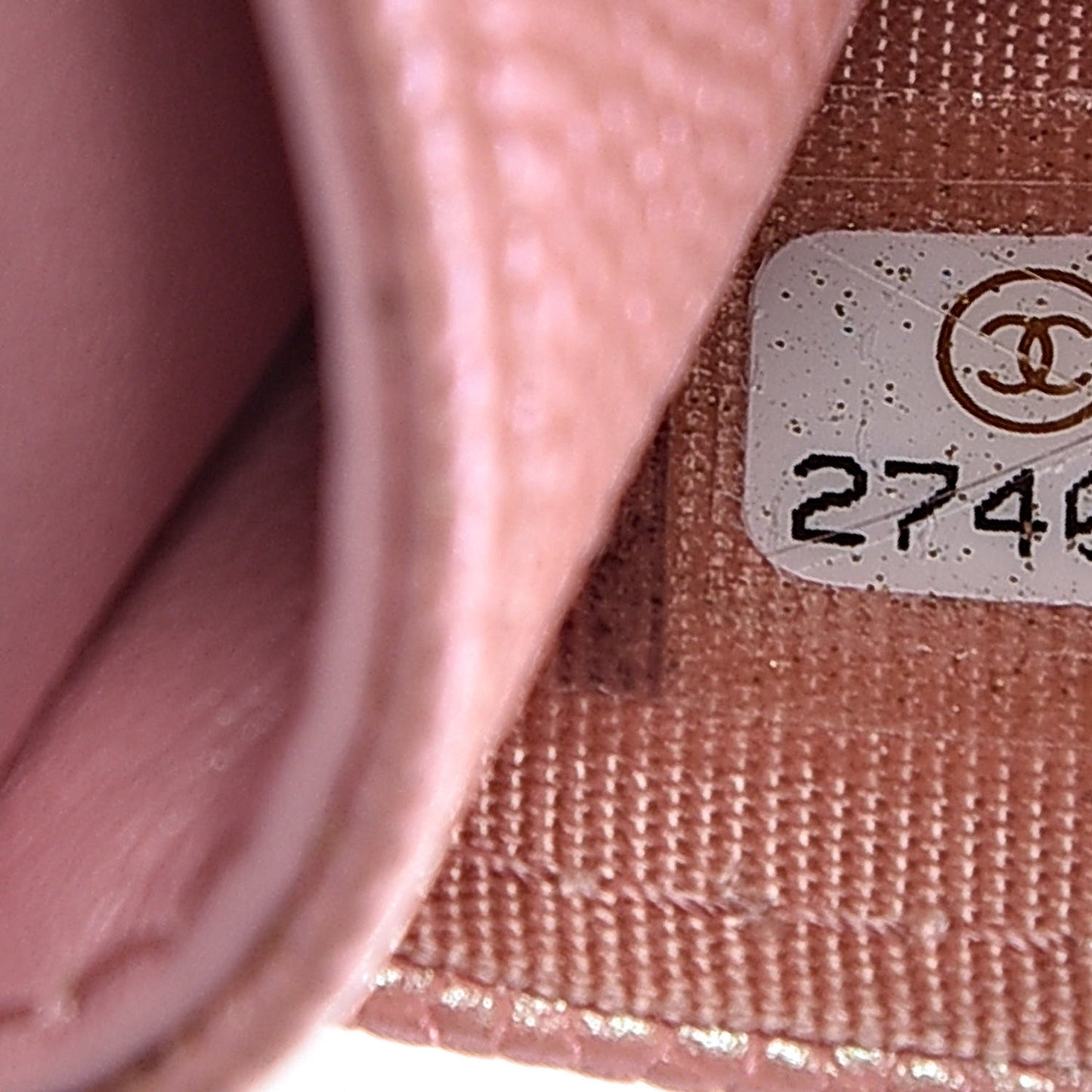 Iridescent Caviar Quilted Card Holder Rose Pink